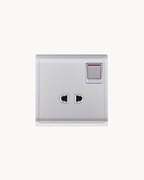 Schneider Pieno 10 A 2 pin switched socket, Aluminium Silver