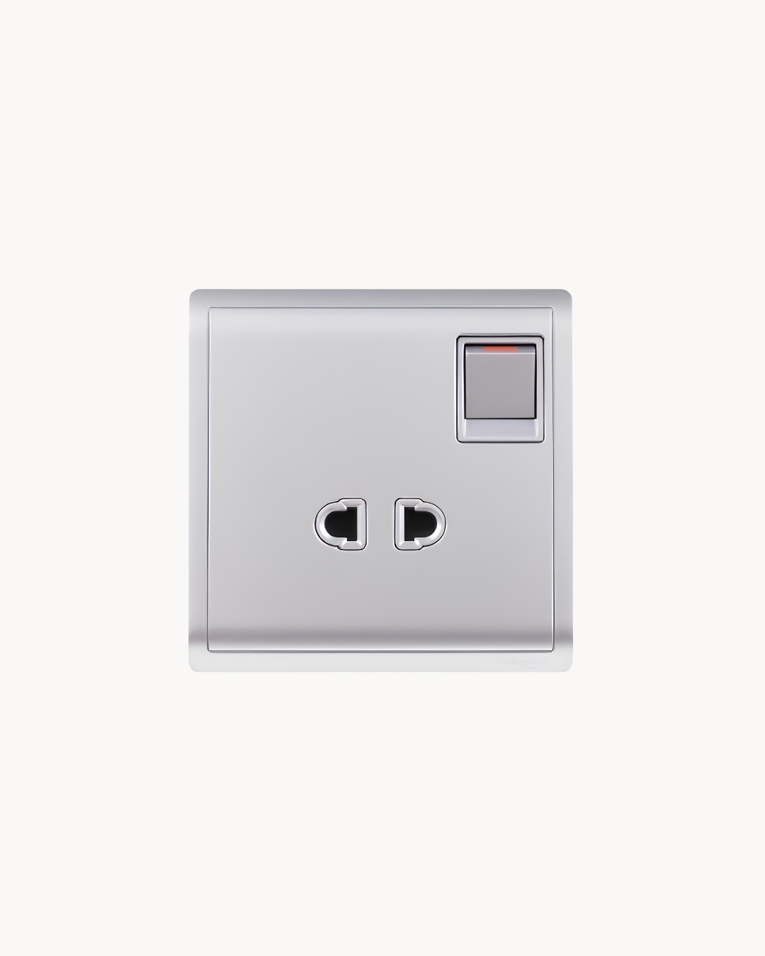 Schneider Pieno 10 A 2 pin switched socket, Aluminium Silver