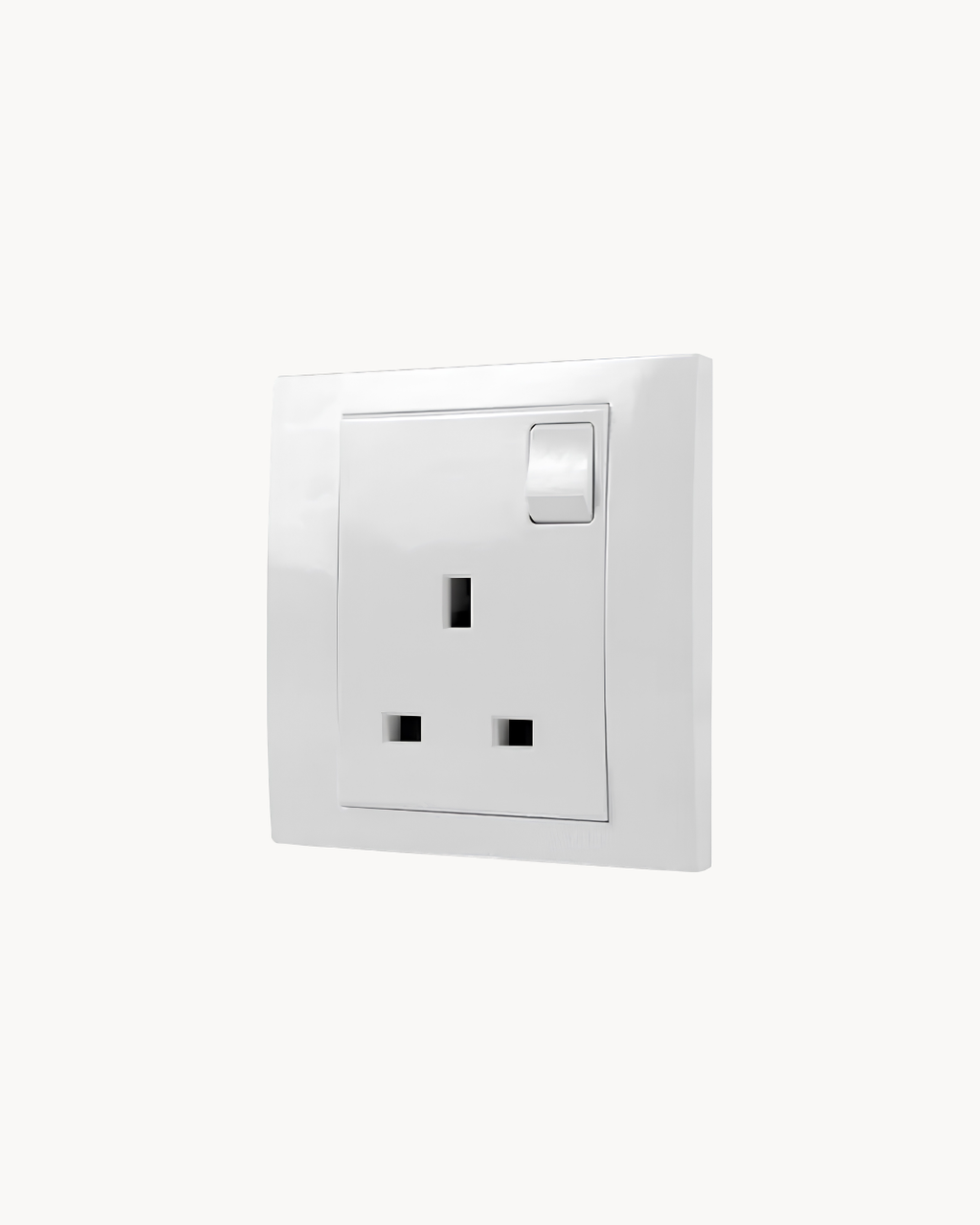 Schneider Vivace 13 A switched socket, white, angled view