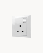 Schneider Vivace 13 A switched socket, white, angled view