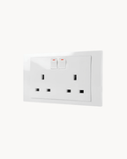 Schneider Vivace 13 A duplex switched socket, white, angled view