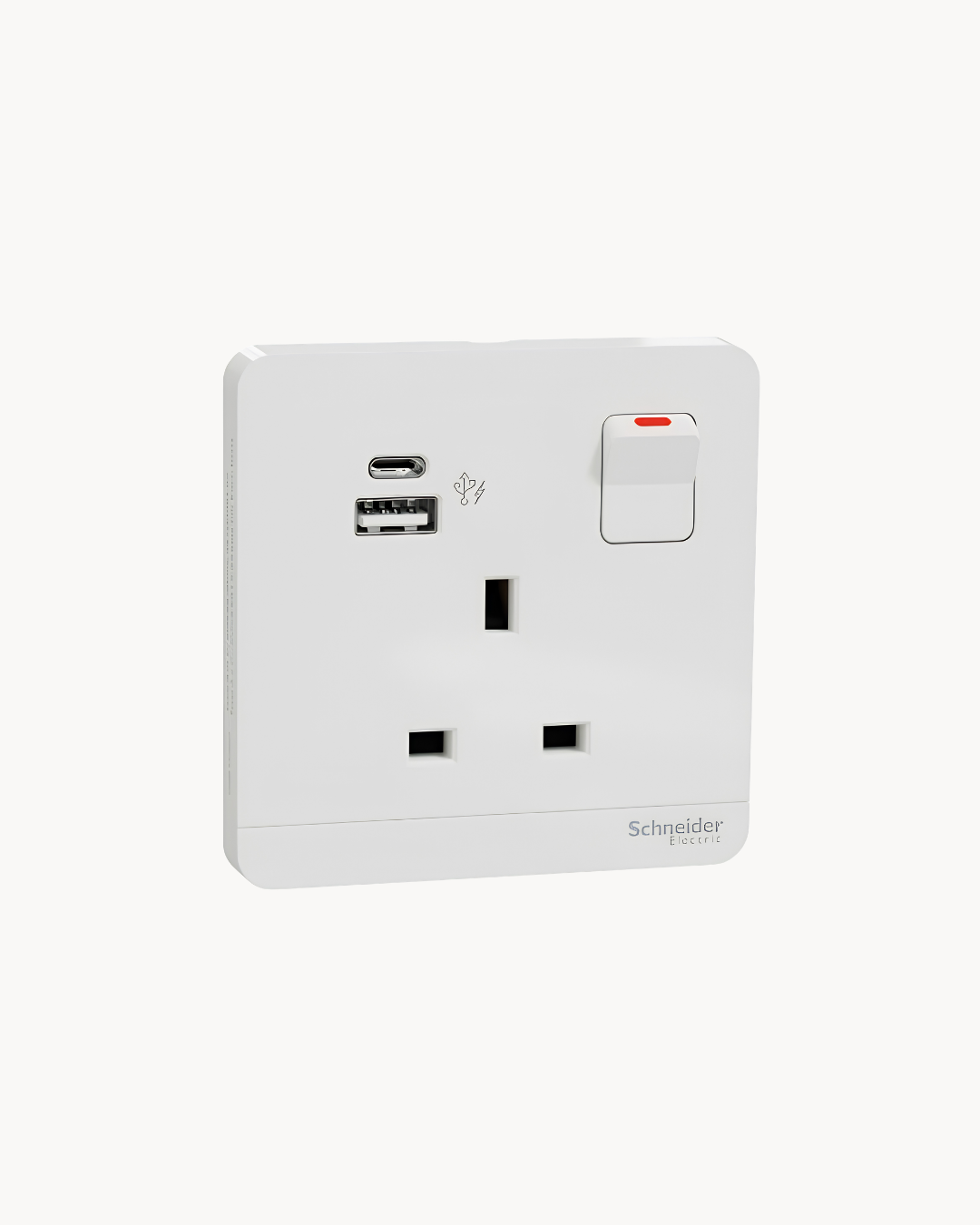Schneider AvatarOn 13 A socket with USB A+C, White