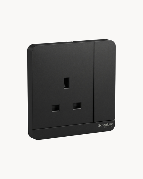 Schneider AvatarOn 13 A switched socket, Dark Grey
