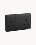 Schneider AvatarOn 13 A duplex switched socket, Dark Grey