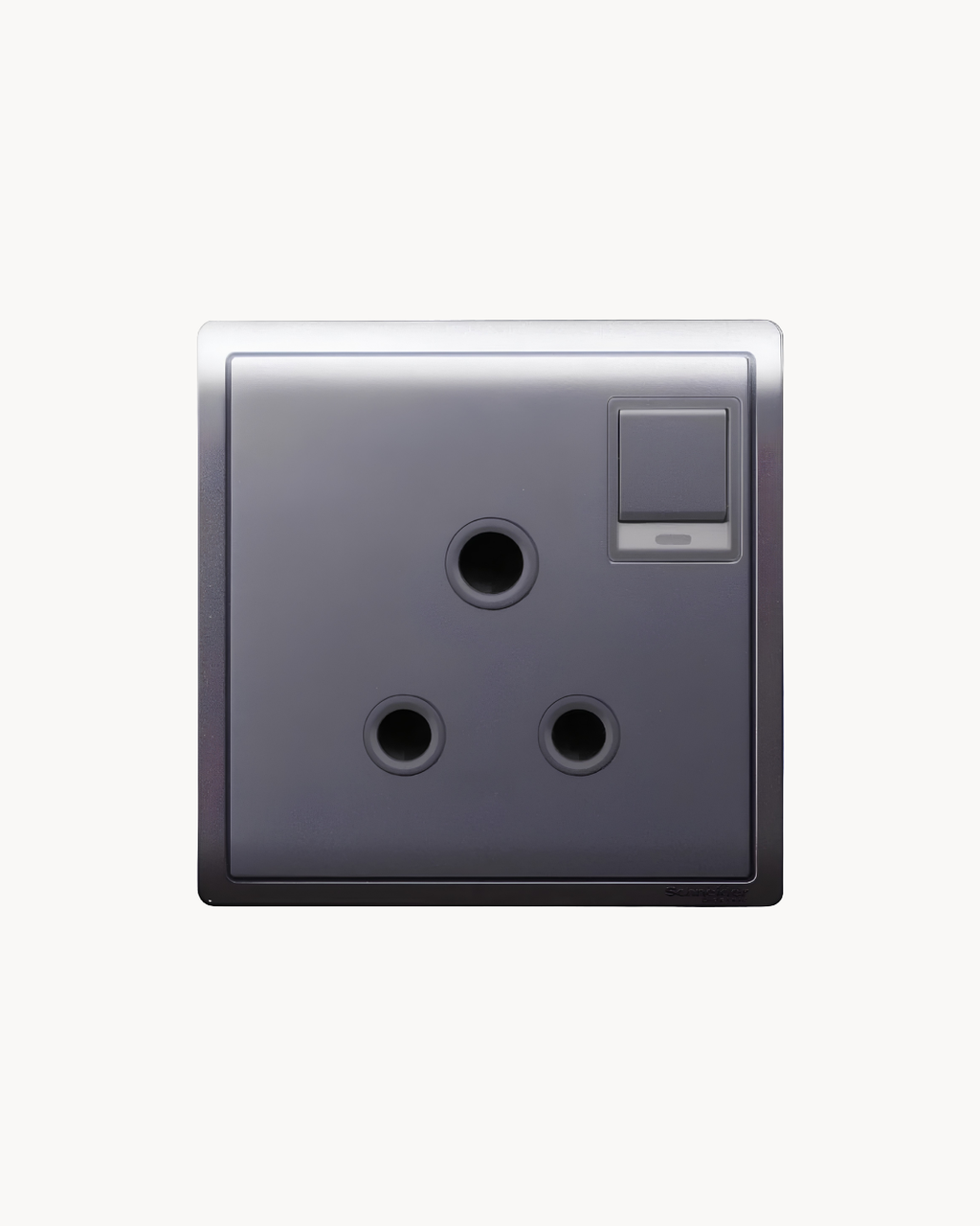 Schneider Pieno 15 A switched socket with neon, Aluminium Silver