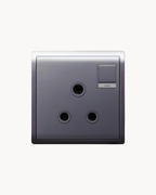 Schneider Pieno 15 A switched socket with neon, Aluminium Silver