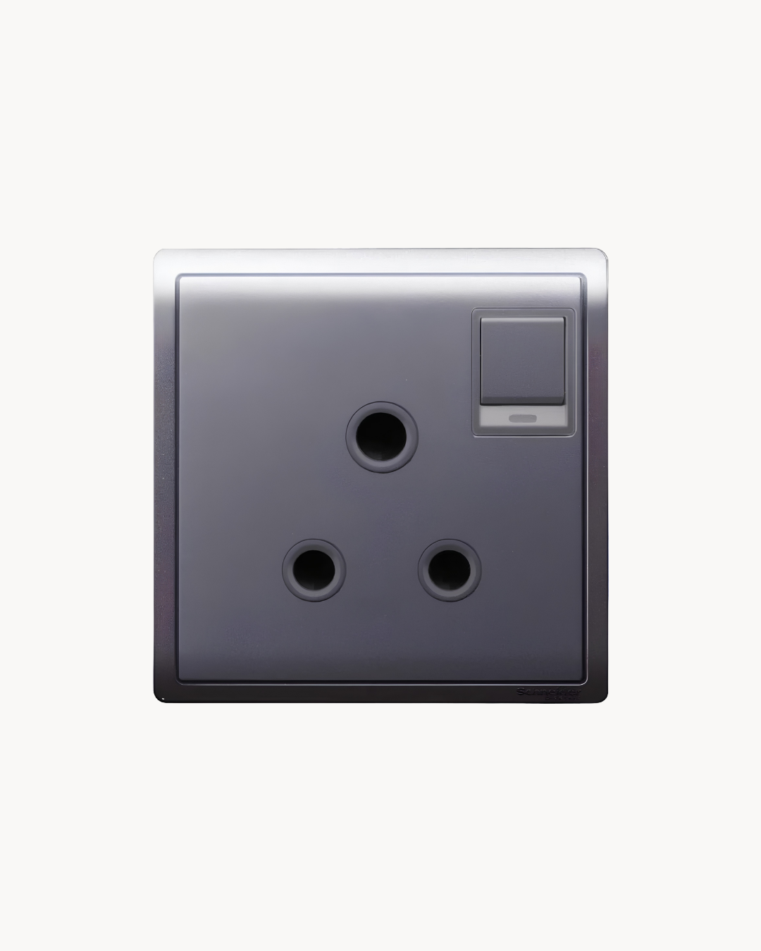 Schneider Pieno 15 A switched socket with neon, Aluminium Silver