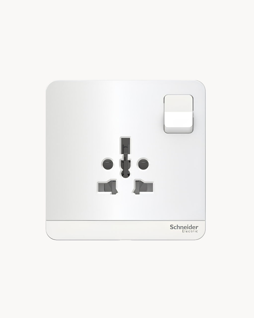 Schneider AvatarOn 16 A international socket, White and Dark Grey