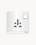Schneider AvatarOn 16 A international socket, White and Dark Grey