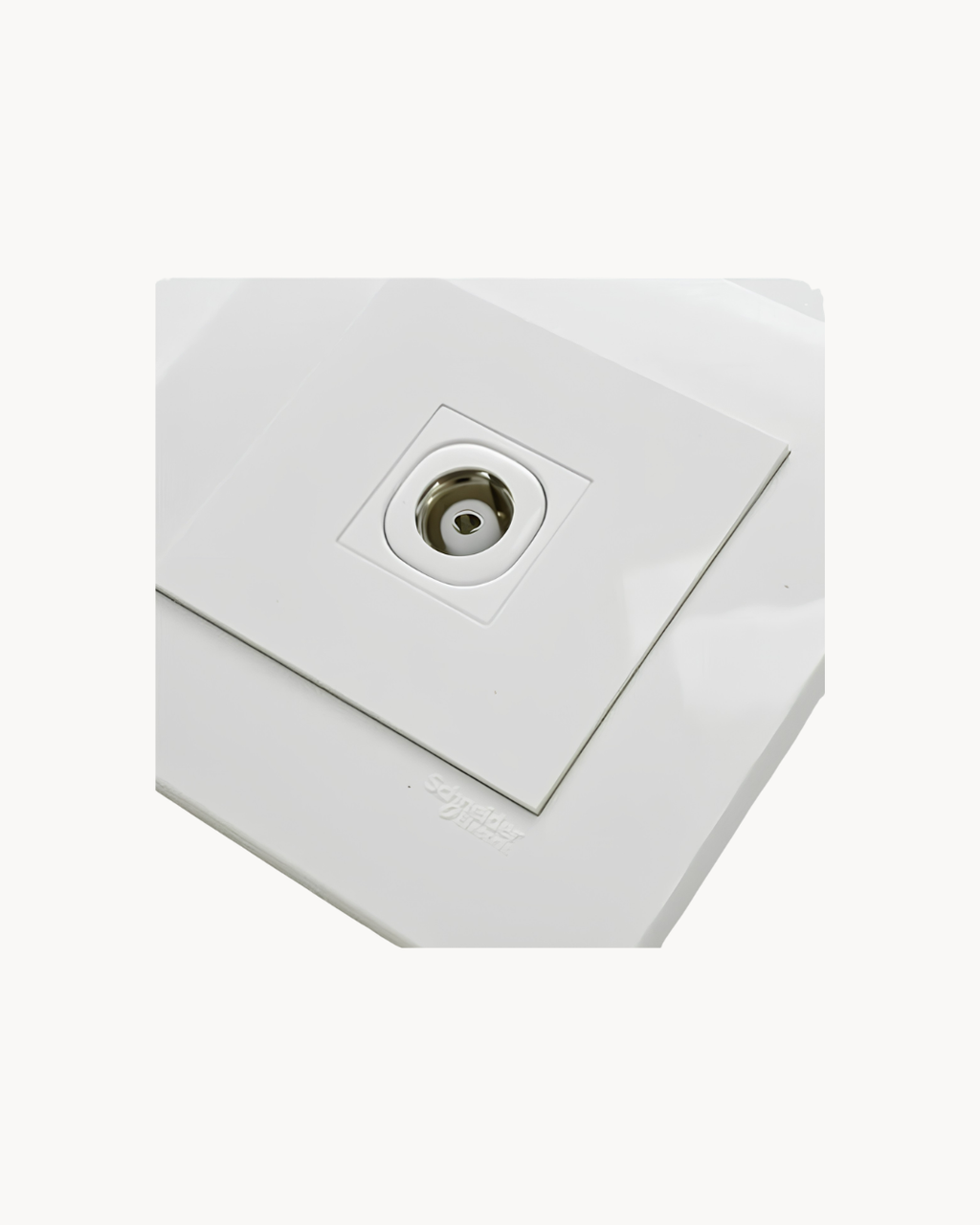 Schneider Vivace 1 gang TV outlet, white, angled view
