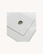 Schneider Vivace 1 gang TV outlet, white, angled view