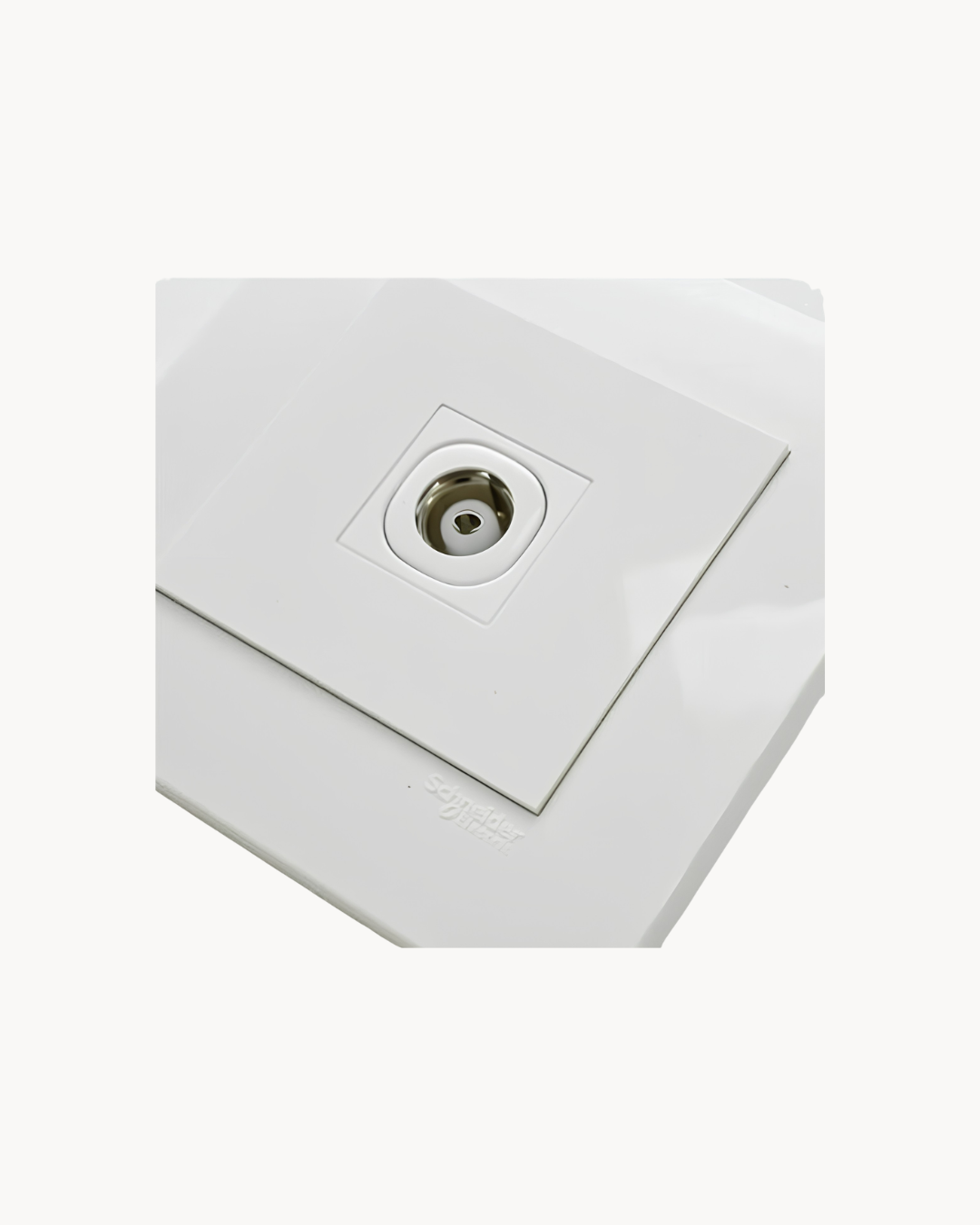 Schneider Vivace 1 gang TV outlet, white, angled view