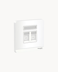 Schneider AvatarOn 2 gang shuttered plate, White