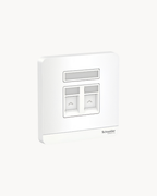 Schneider AvatarOn 2 gang shuttered plate, White