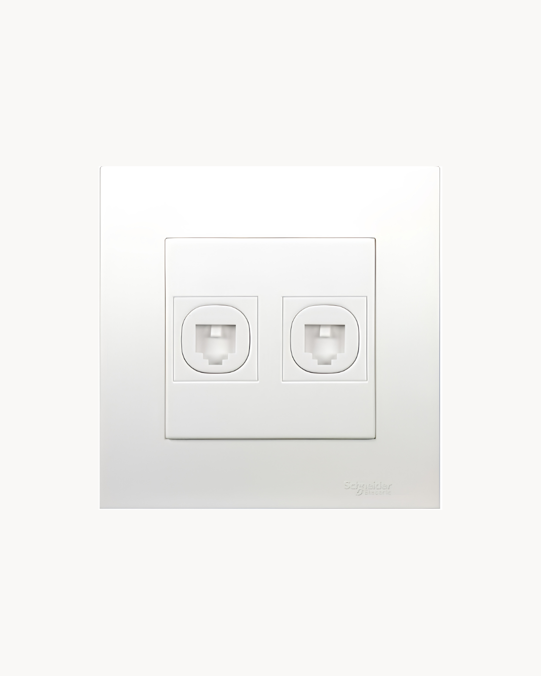 Schneider Vivace 2 gang shuttered telephone outlet, white