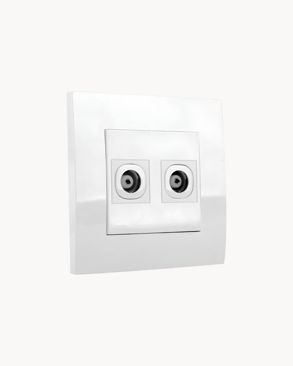 Schneider Vivace 2 gang TV outlet, white, angled view