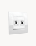 Schneider Vivace 2 gang TV outlet, white, angled view