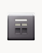 Schneider Pieno 2 gang shuttered plate, Aluminium Silver