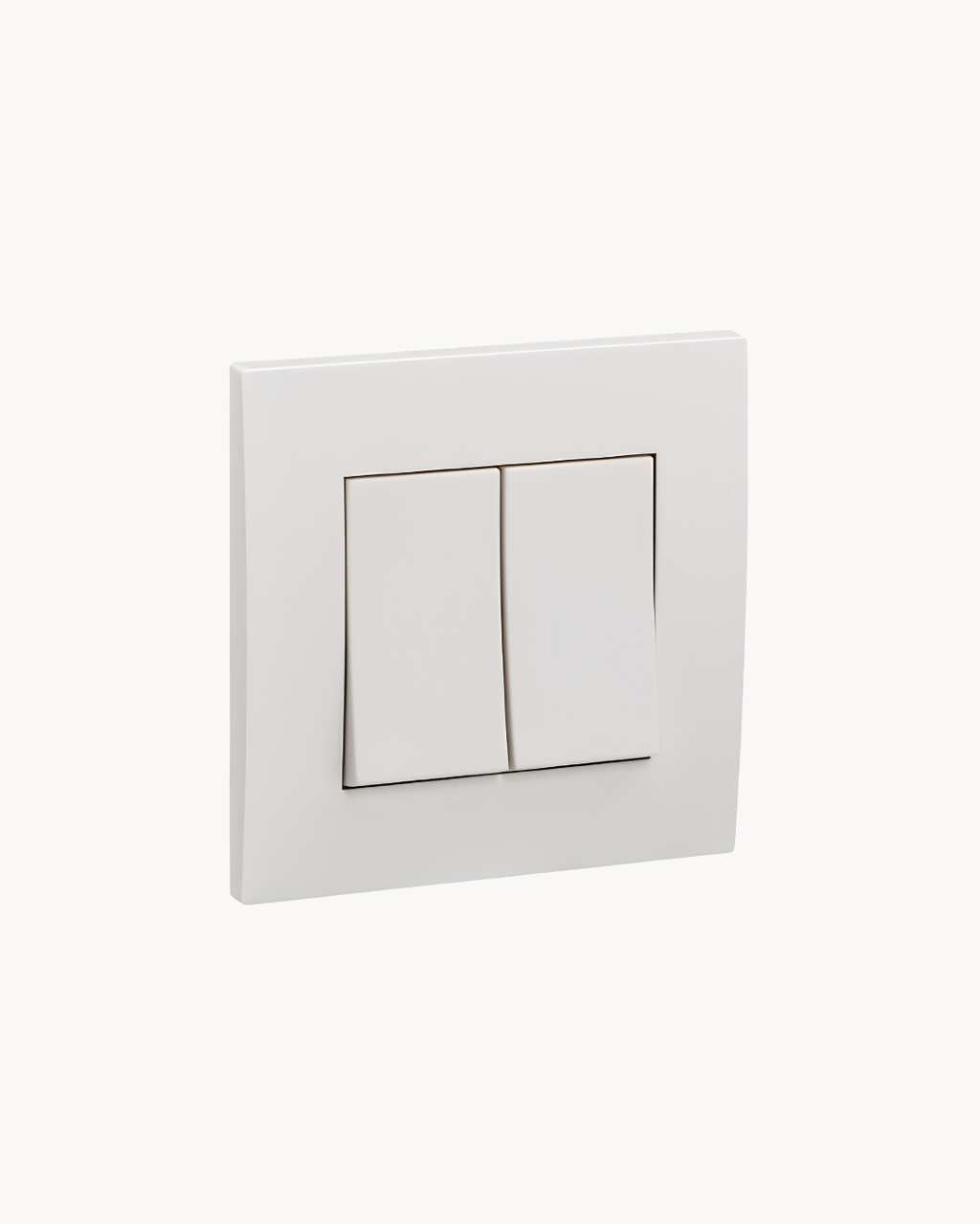 Schneider Vivace 16AX 2 gang 1 way switch, white, angled view