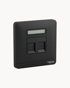Schneider AvatarOn 2 gang shuttered telephone outlet, Dark Grey