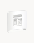 Schneider AvatarOn 2 gang shuttered telephone outlet, White