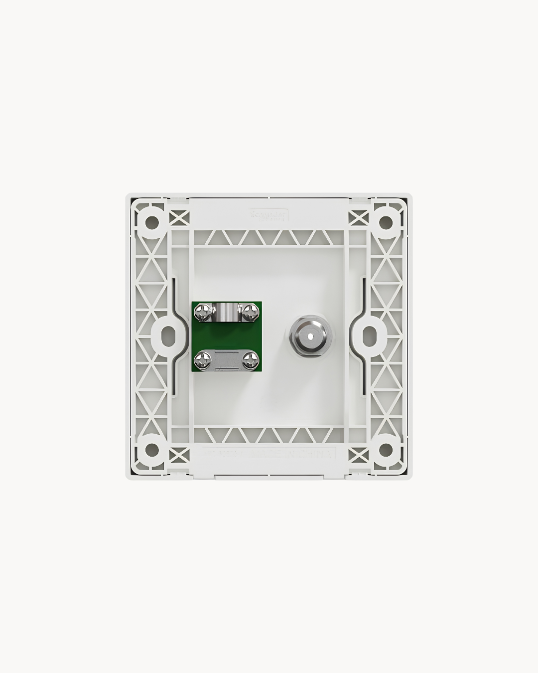 Schneider Vivace E 2 gang TV outlet, white, angled view