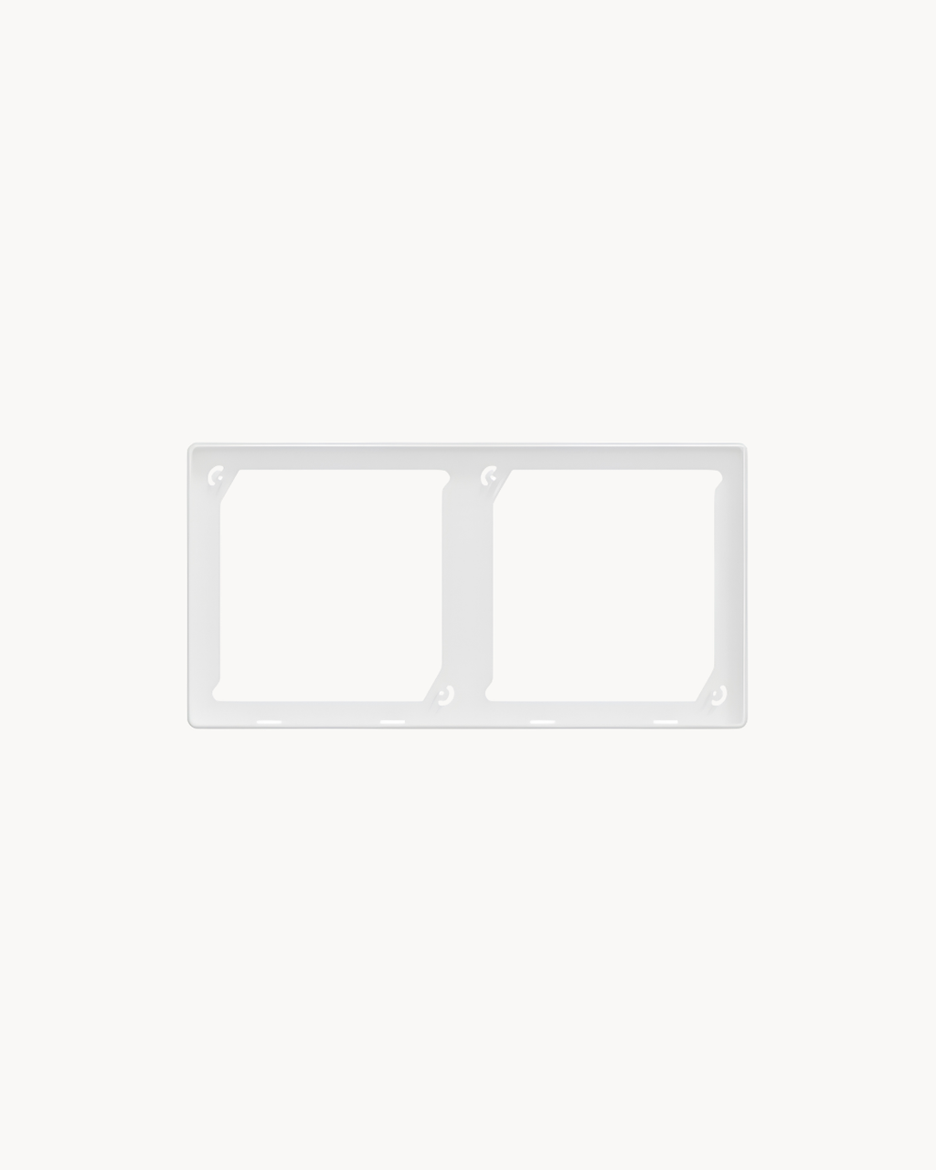 Schneider Vivace E 2 gang cover frame, white, angled view