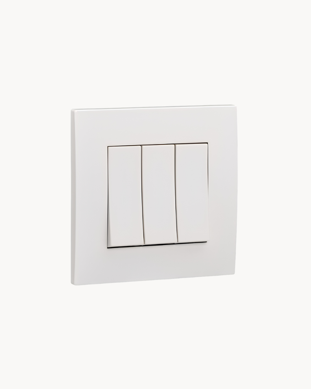 Schneider Vivace 16AX 3 gang 1 way switch, white, angled view