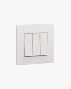 Schneider Vivace 16AX 3 gang 1 way switch, white, angled view