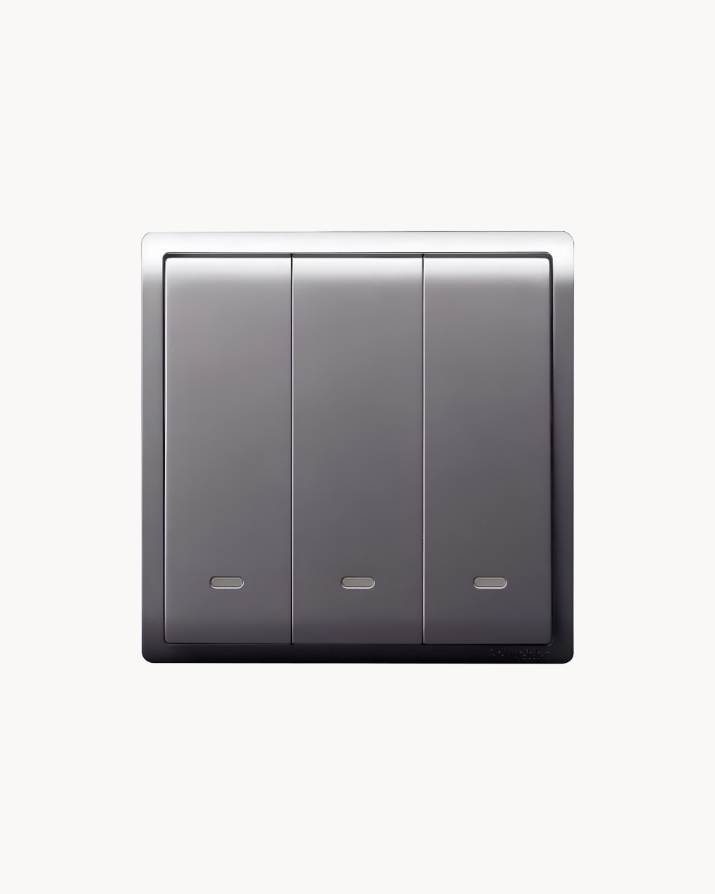 Schneider Pieno 3 gang 1 way switch, Aluminium Silver