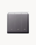 Schneider Pieno 3 gang 1 way switch, Aluminium Silver