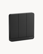 Schneider AvatarOn 16AX 3 gang 1 way switch, Dark Grey