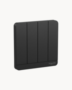 Schneider AvatarOn 16AX 4 gang 1 way switch, Dark Grey