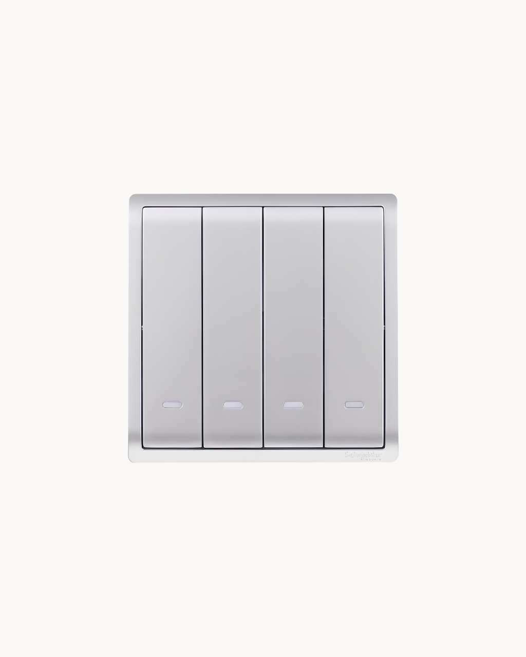 Schneider Pieno 4 gang 1 way switch, Aluminium Silver