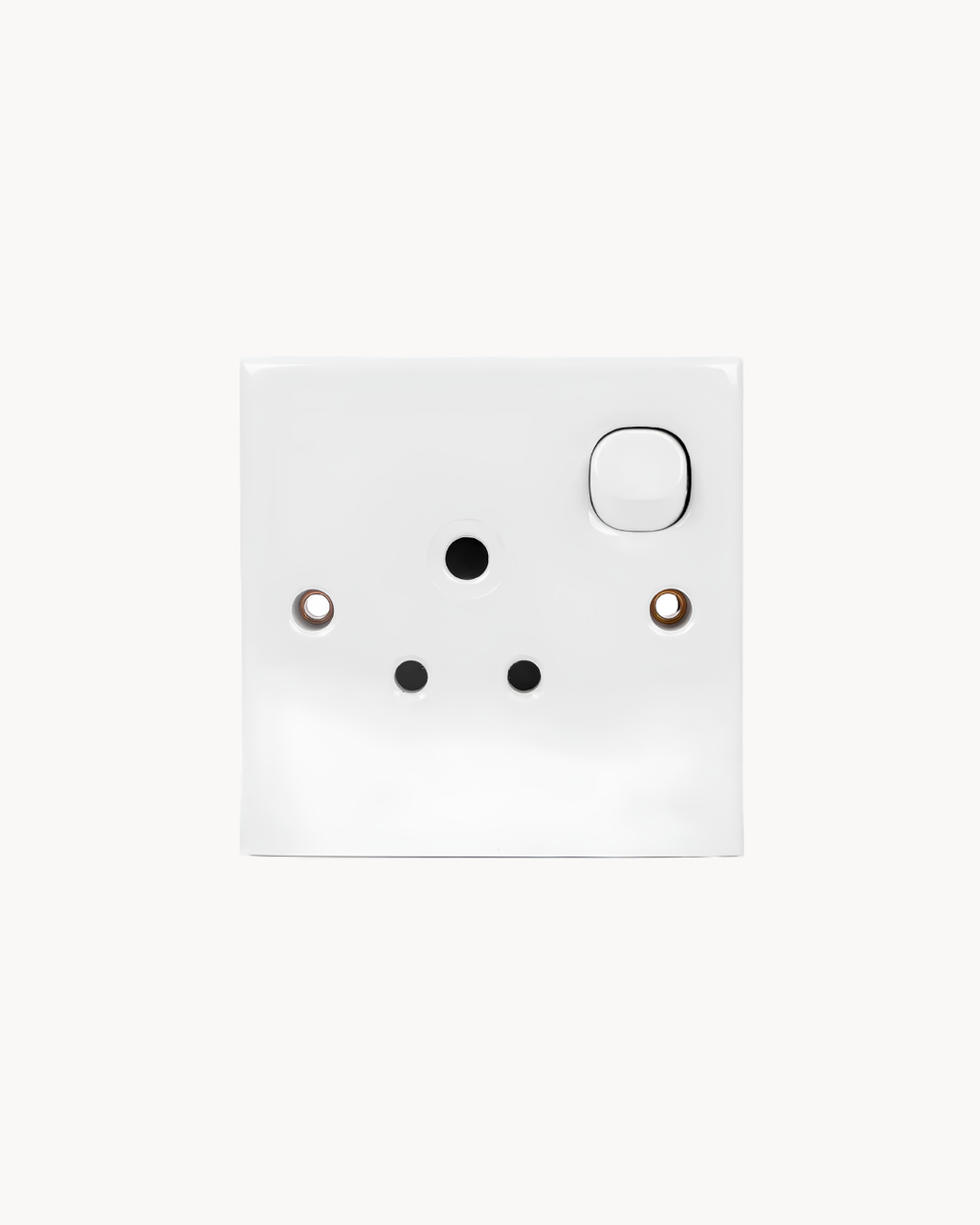 Schneider S-Classic 5 A switched socket, white, angled view