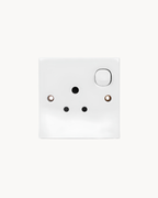 Schneider S-Classic 5 A switched socket, white, angled view