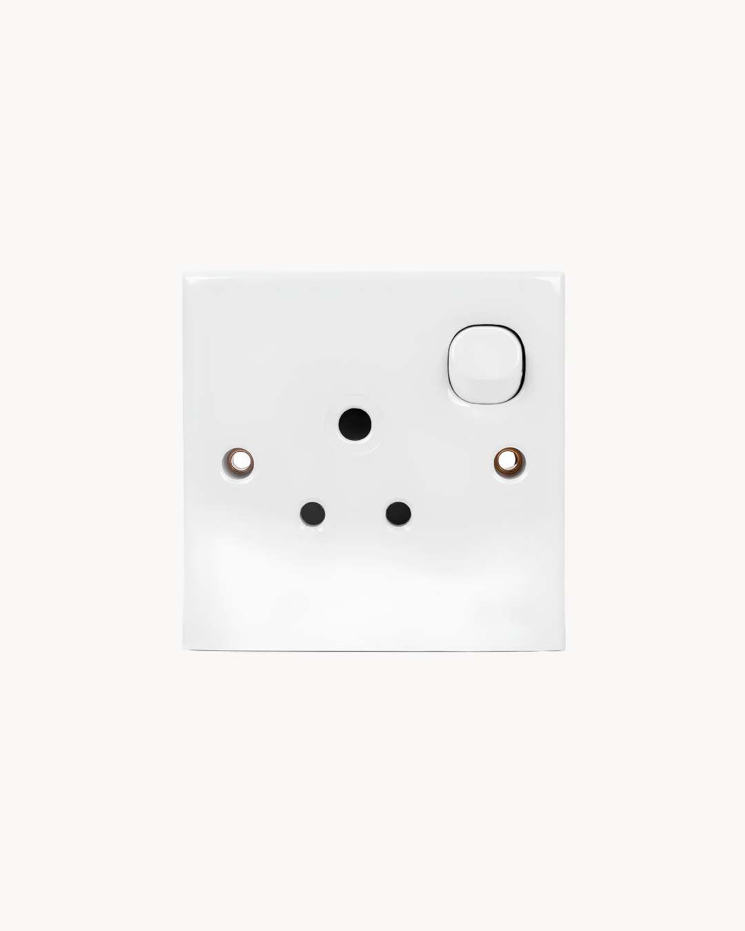 Schneider S-Classic 5 A switched socket, white, angled view
