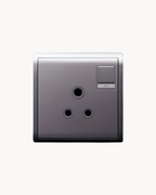 Schneider Pieno 5 A switched socket with neon, Aluminium Silver