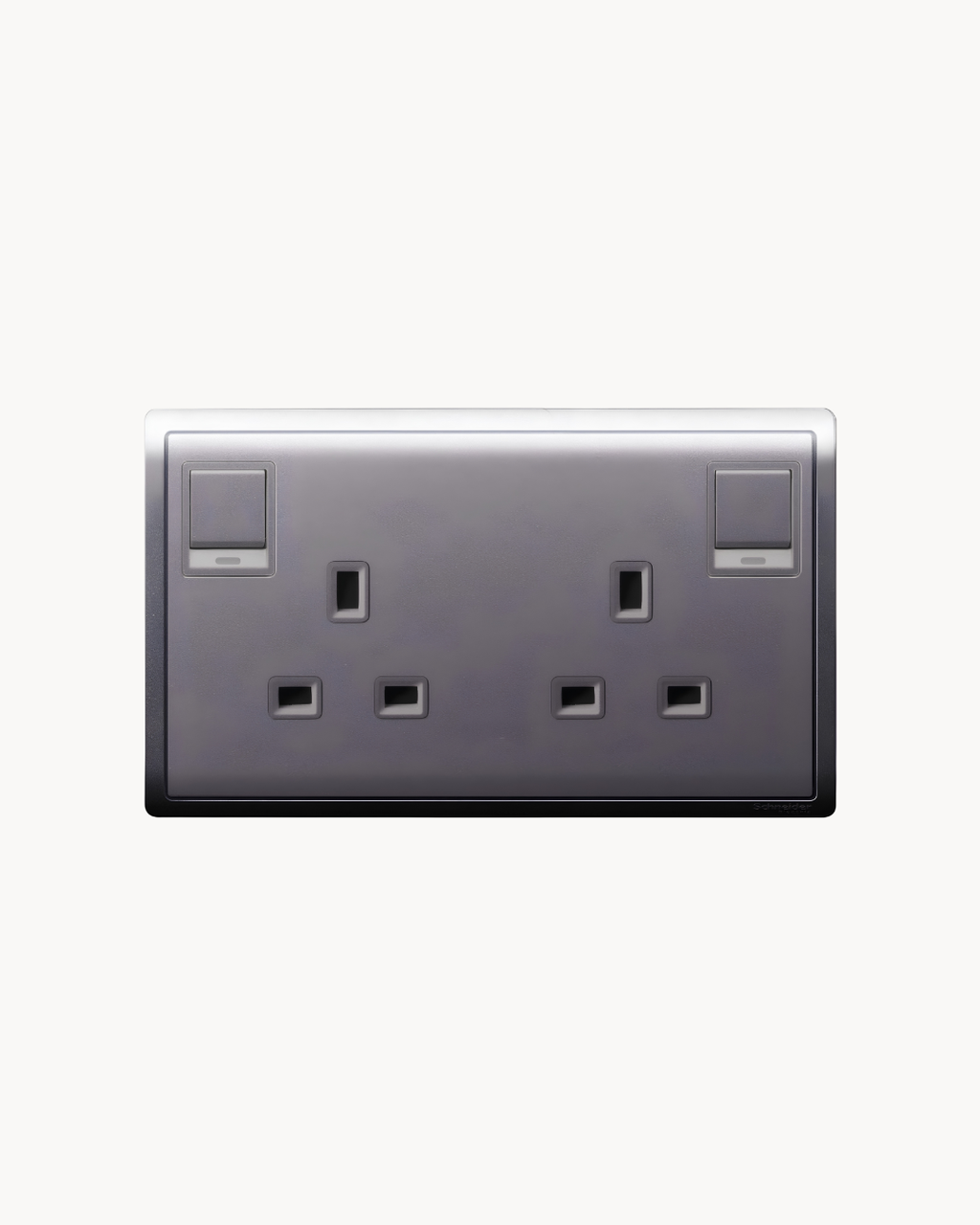Schneider Pieno 13 A duplex switched socket, Aluminium Silver