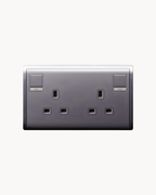 Schneider Pieno 13 A duplex switched socket, Aluminium Silver