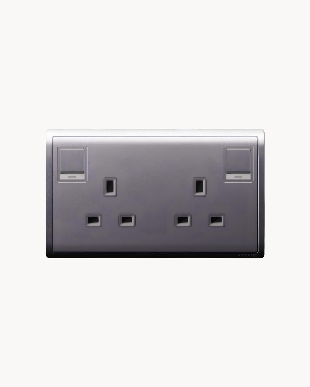 Schneider Pieno 13 A duplex switched socket, Aluminium Silver