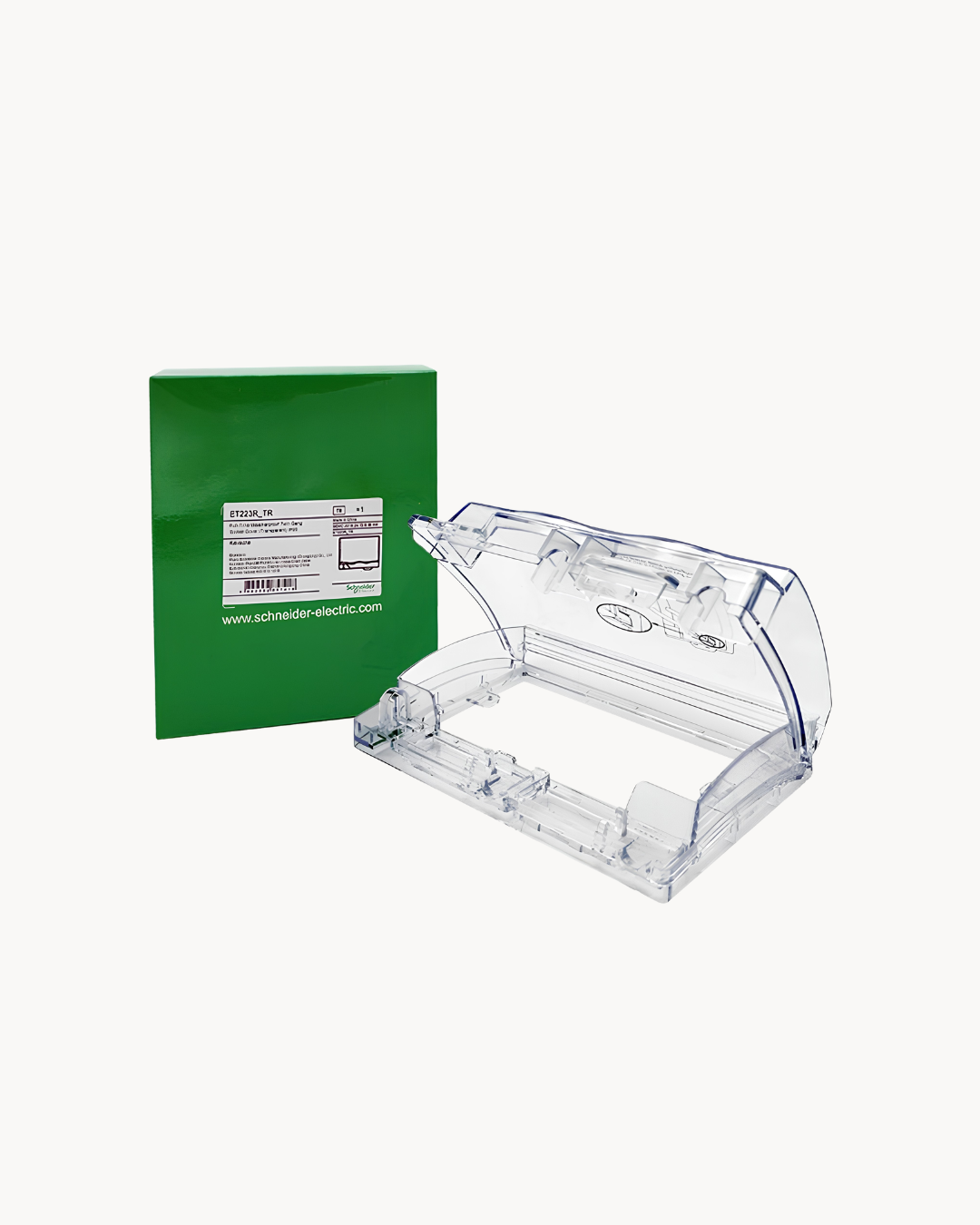 Schneider IP55 weatherproof duplex socket cover, transparent