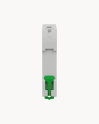 Schneider Easy9 single pole circuit breaker, rear view with DIN rail clip