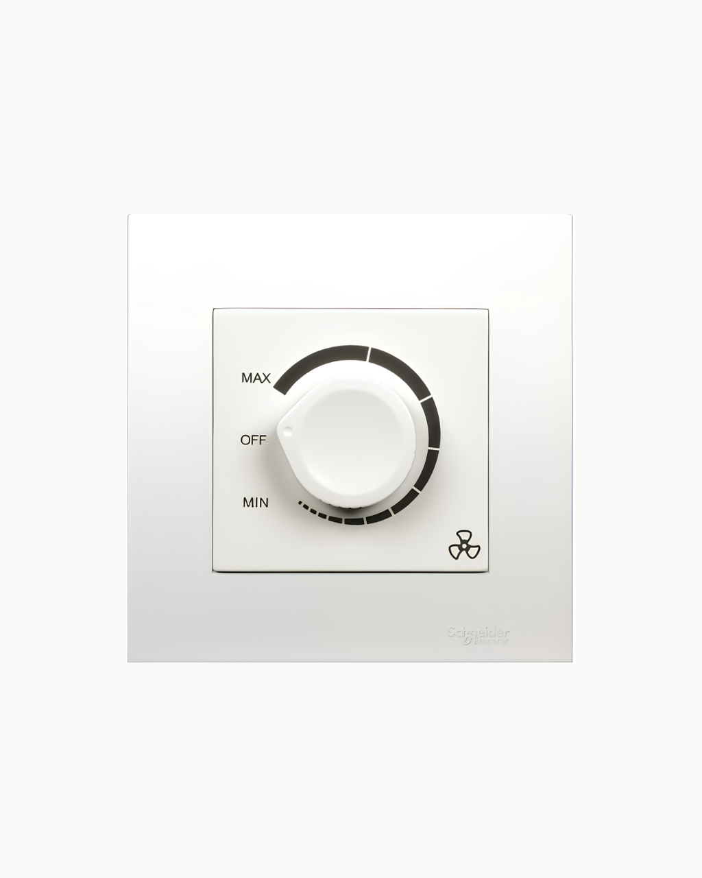 Schneider Vivace fan dimmer, white, angled view