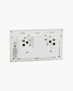 Schneider Vivace E 13 A duplex international switched socket, white, angled view