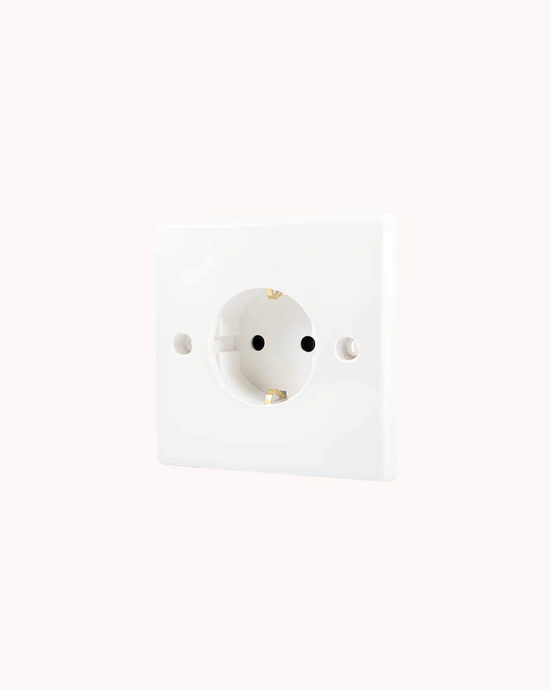 Schneider S-Classic 16 A Schuko socket, white, angled view