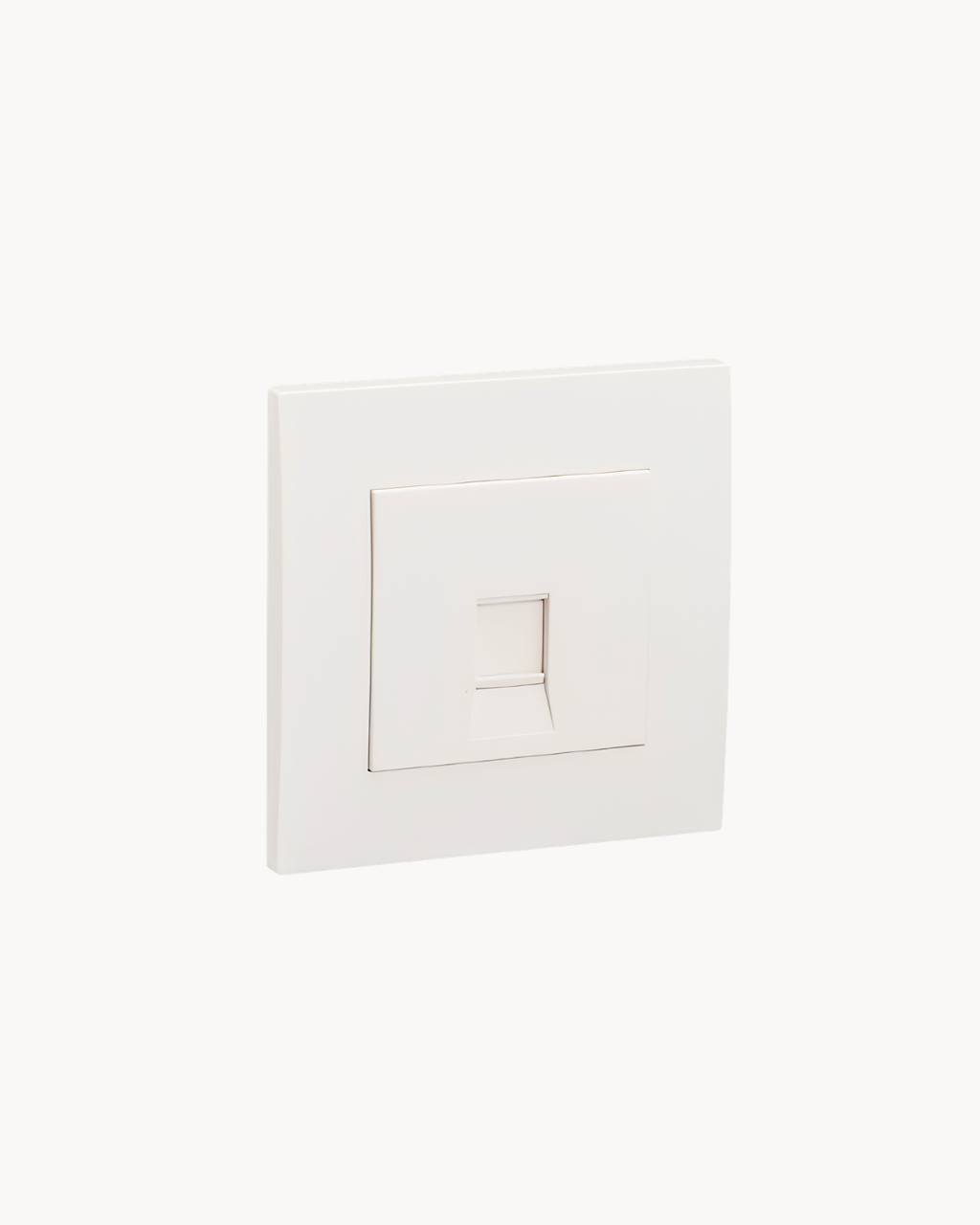 Schneider Vivace 1 gang shuttered plate, white, angled view