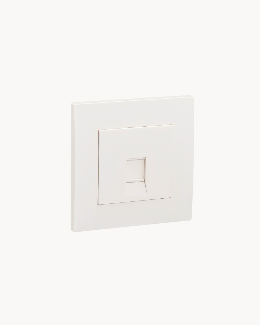 Schneider Vivace 1 gang shuttered plate, white, angled view