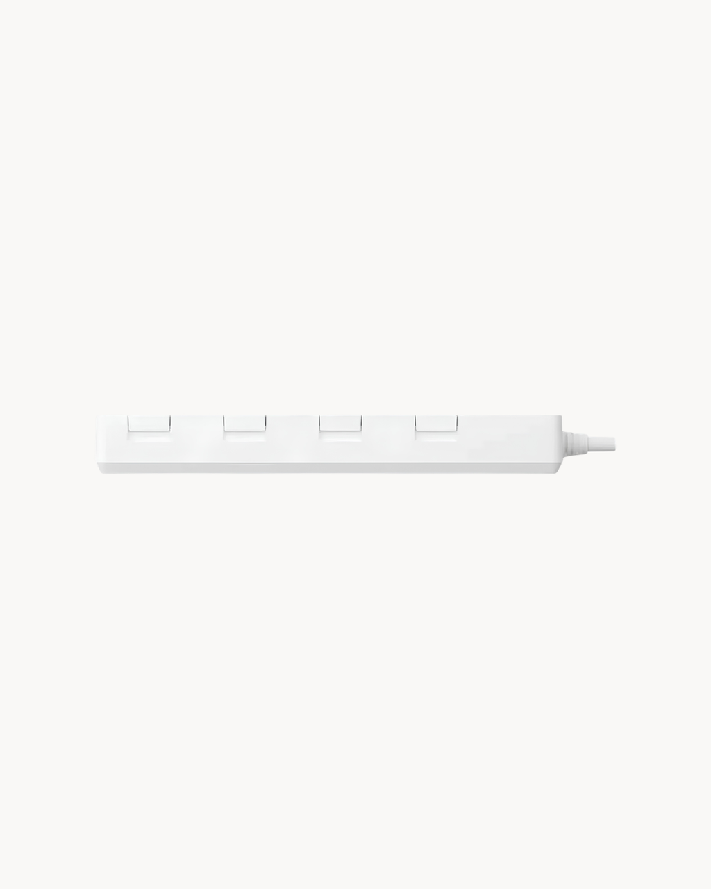 Schneider 4 gang trailing socket, white, detail view
