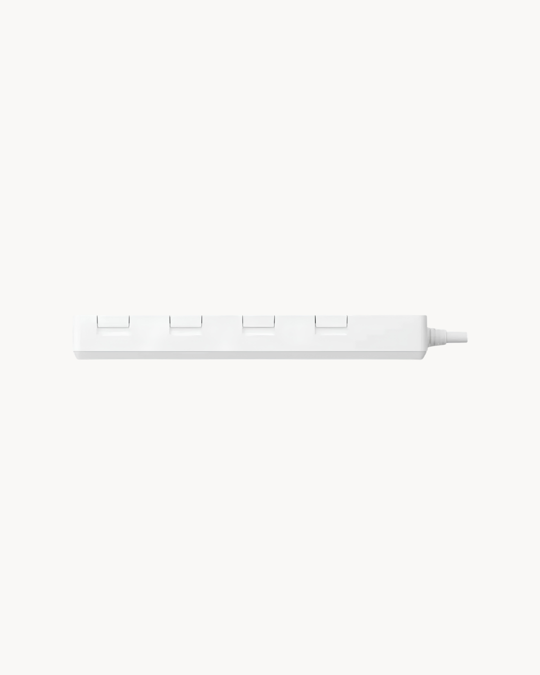 Schneider 4 gang trailing socket, white, detail view